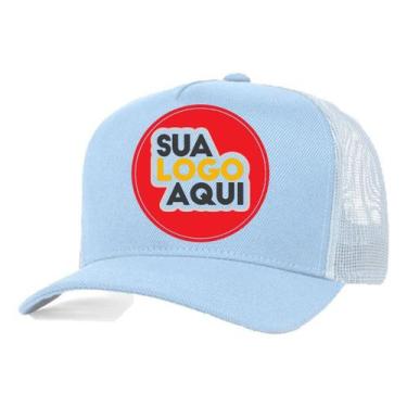 Imagem de Kit 4 Bonés Personalizados DTF Trucker Redinha Tela Aba Curva Cor:Azul