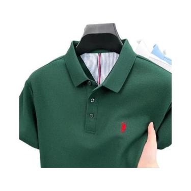 Imagem de Camisa Polo Masculina De Verão 100% Algodão Manga Curta Marca De Alto 