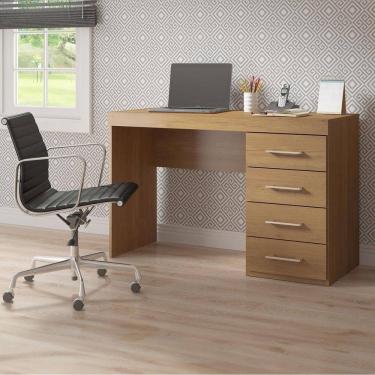 Imagem de Mesa Escrivaninha Home Office Com 4 Gavetas 120cm Menu Móveis Carvalho