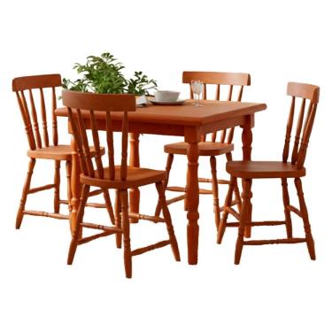 Imagem de Mesa Quadrada 80X80 04 Cadeiras Madeira Macica Pes Torneados Marjori