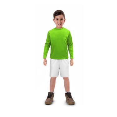 Imagem de Camisa Longa Infantil Moda Praia Uv 50 Térmica Verão Verde Neon - Ever