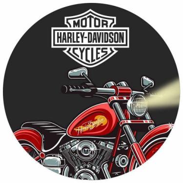 Imagem de Painel Festa Redondo 3D Harley Davidson Sublimado Estampa Digital 1,50