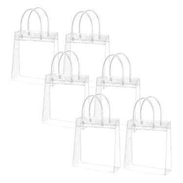 Imagem de Kit Com 6/12 Sacolas Multiuso de Plástico PVC Transparente Cristal Com