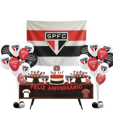 Imagem de Kit Festa São Paulo FC Completo - 40 Itens + 20 Balões SPFC - Piffer