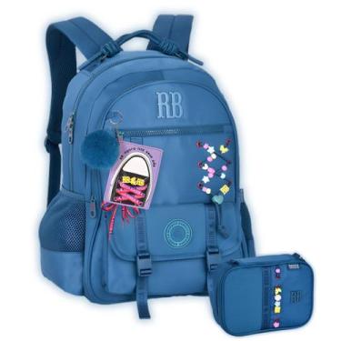 Imagem de Kit Mochila Rebecca Bonbon Costas Meninas Escolar Estojo, Azul
