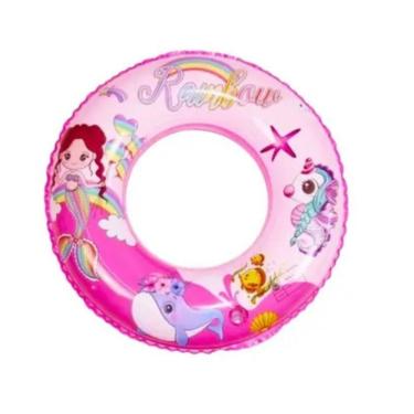 Imagem de Boia Inflável Infantil Redonda Piscina Sereia 90 Cm