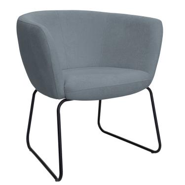 Imagem de Poltrona Decorativa Isis Base Aço Preto Bouclé Azul Claro - Nexta Casa