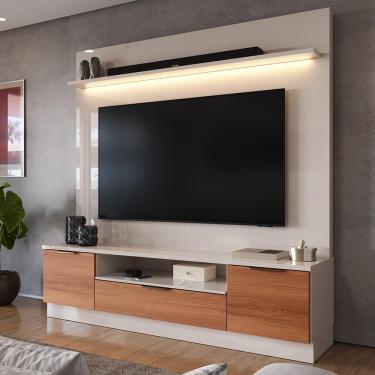 Imagem de Estante Home Noble 1.8 Para Tv Até 75” Com Luz De Led Para Sala Off White/jequitiba Off White/jequitiba