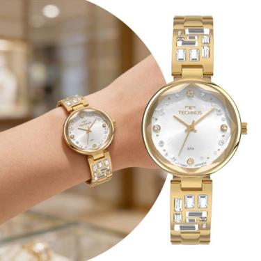 Imagem de Relógio Feminino Analógico de Pulso Dourado com Caixa e Pulseira de Aç