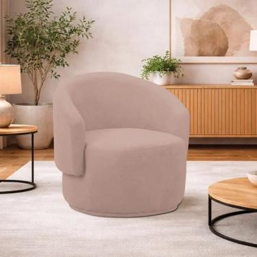 Imagem de Poltrona Decorativa Sala de Estar Recepção Jasmine Linho Rose