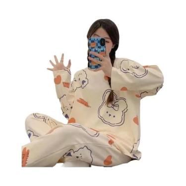 Imagem de Conjunto De Pijamas Femininos Para Primavera E Outono Com Estampa De D