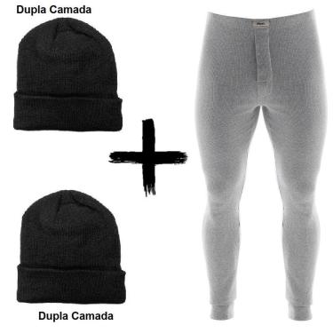 Imagem de Kit Combo Inverno Ceroula Mash Minhocão Algodão + 2 Toucas-Unissex