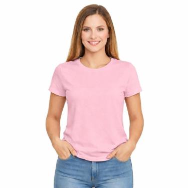 Imagem de Camiseta Feminina Algodão Básica Casual Confortável Dia a Dia-Feminino