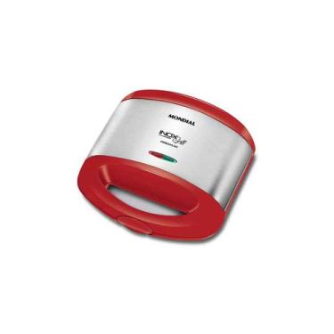 Imagem de Grill e Sanduicheira Mondial Inox Red S19 Vermelha Inox - 800W 220V, U