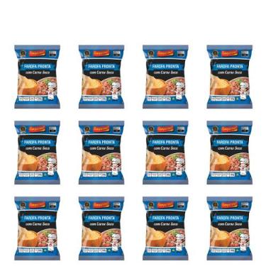 Imagem de Kit 12 Farofa de Mandioca Temperada Com Carne Seca Original 250g - Tem