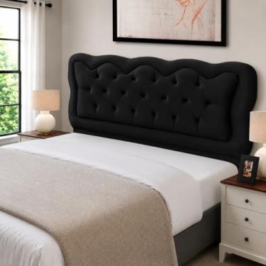 Imagem de Cabeceira de Cama Box Madeira Estofada Casal Sofia (Preto)
