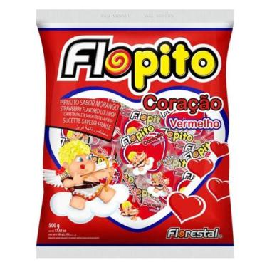 Imagem de Pirulito flopito coracao vermelho 500 g - Florestal