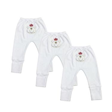 Imagem de Kit 3 Mijão Vira pé Liso Bunda Bordada Kadic Bebê Suedine 100% Algodão