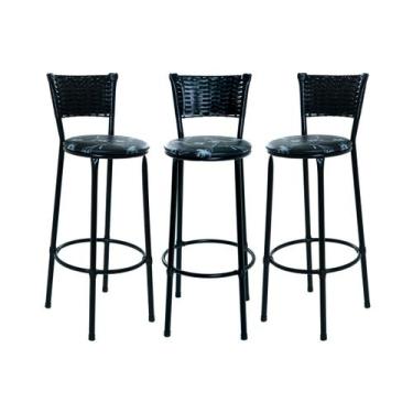 Imagem de Kit 3 Banquetas Alta Para Area de Churrasco Festa Comemorações Balcão 