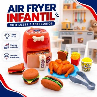 Imagem de Brinquedo Kit Air Fryer Infantil Com Luz Acessórios Cozinha - First