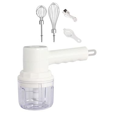 Imagem de OSALADI Misturador manual elétrico sem fio 3 em 1: Liquidificador manual recarregável por USB para comida de bebê, batedor elétrico portátil, mini mixer portátil para batedor de ovos, bolo, assar, cozinhar, branco