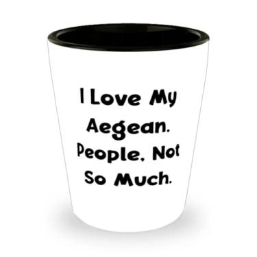 Imagem de Presentes para gatos do Egeu para amantes de gatos, I Love My Aegean. Pessoas, não muito, copo de cerâmica reutilizável para gatos egeus, copo de cerâmica de amigos