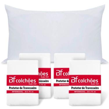 Imagem de Kit 4 Capas Protetor Travesseiro Impermeavel Com Ziper 50x70cm BF Colchões - Emcompre