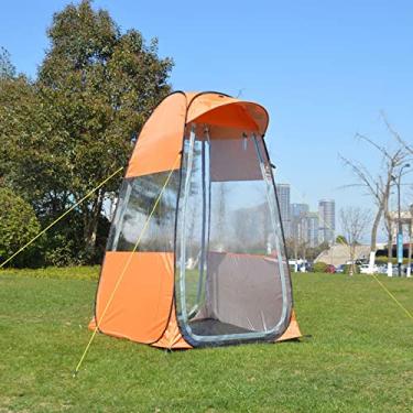 Imagem de Tenda de pesca pop-up, Barraca de acampamento portátil ao ar livre abrigo de privacidade à prova d'água para caminhadas praia piquenique, pesca, laranja, 1,2 x 1,7 m