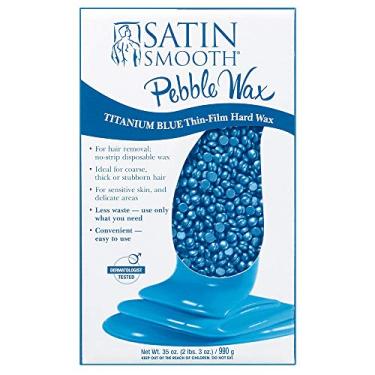 Imagem de Satin Smooth Cera dura azul de titânio com óleo de azuleno e vitamina E, cera de seixos de filme fino para cabelos grossos, depilação de biquíni brasileiro, ideal para pele sensível, cera de