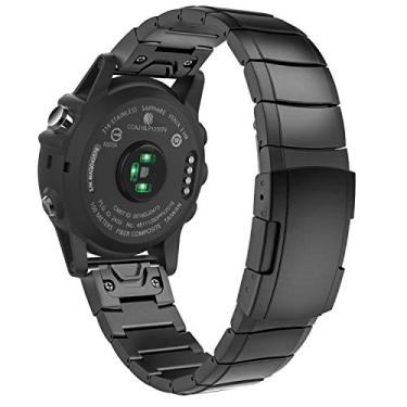 Imagem de Moko Pulseira de relógio Quickfit 26 compatível com Garmin Fenix 3/Fenix 3 HR/Fenix 5X/Fenix 5X Plus/Fenix 6X/Fenix 6X Pro/Descent Mk1/Mk2/Mk2i/D2 Delta PX, pulseira de substituição de aço inoxidável, preta