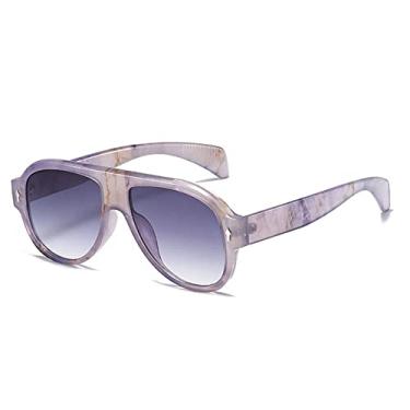 Imagem de Retro Punk Homens Piloto Óculos de Sol Moda Rebites Decoração Gradiente Óculos Óculos UV400 Mulheres Tendência Roxo Óculos de Sol, Padrão Roxo cinza, A