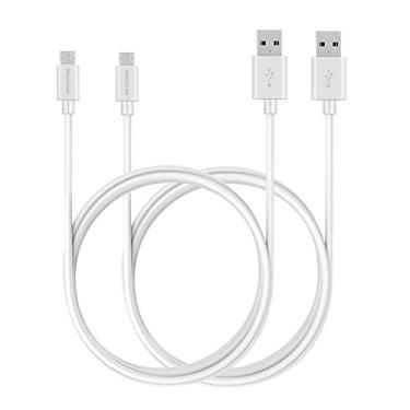Imagem de Cabo micro USB (pacote com 2) (6 pés), cabo de carregamento e sincronização USB de alta velocidade MaGeek para Samsung, Nexus, LG, Motorola, Smartphones Android e mais (branco)