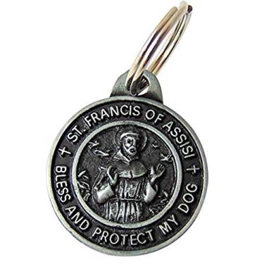 Imagem de Westman Works Conjunto de medalhas de São Francisco para cães pingente de coleira com caixa de presente para oração de animais de estimação, base, Na