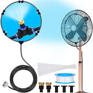 Imagem de Signice Kit de névoa de ventilador – vaporizador de ventilador ajustável atualizado para refrigeração ao ar livre com 5 bocais de névoa faça-você-mesmo ventiladores de névoa para pátio externo quintal