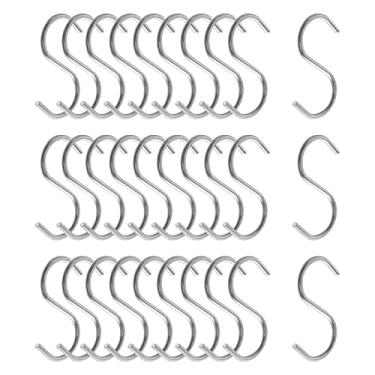 Imagem de WHYHKJ 30 peças ganchos em forma de S prata de 5 cm ganchos de suspensão resistentes cabide de panela cabide de armazenamento de roupas ferramenta de cozinha