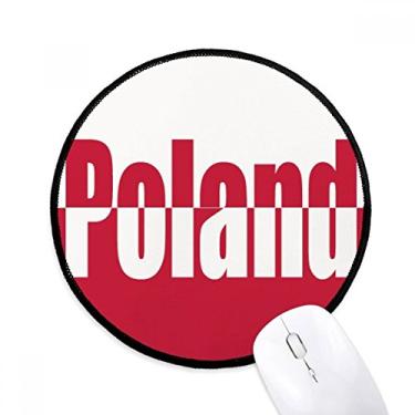 Imagem de DIYthinker Mouse pad com nome da bandeira do país da Polônia para mesa de escritório tapete redondo para computador