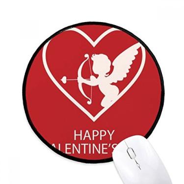 Imagem de DIYthinker Tapete de mouse White Angel Arrow para o dia dos namorados desktop escritório tapete redondo para computador