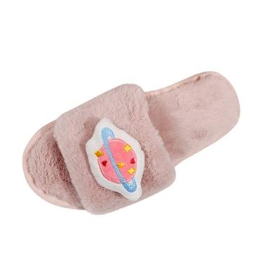 Imagem de Chinelos femininos moda cor sólida desenho animado pelúcia casual dedo aberto confortável chinelos de algodão plano meia chinelos para mulheres leopardo (rosa, 8)