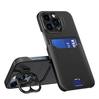 Imagem de Carteira de luxo com slot para cartão capa de telefone para iPhone 14 Pro Max Plus 13 12 Mini câmera proteção suporte suporte capa, preto, para iPhone12 ProMax