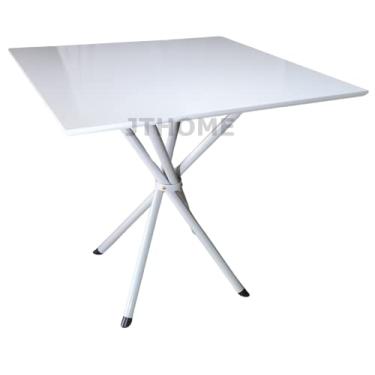 Imagem de Mesa Jantar Quadrada Italy Mdf Suporte Palito Metal (Branco, 90cm de Diâmetro)