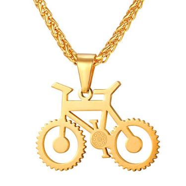 Imagem de U7 Colar punk de aço inoxidável banhado a ouro 18K grande hip hop adaga/faca/espada/equipamento steampunk/grande lâmina de barbear colar com pingente para homens e mulheres, corrente de 56 a 61 cm