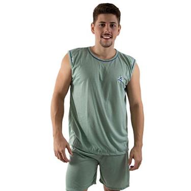 Imagem de Pijama Curto 4 Estações Regata Masculino Verão (P, Verde)