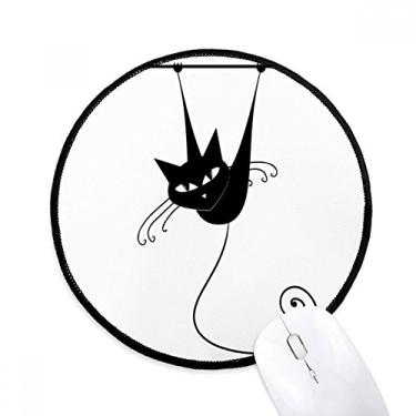 Imagem de Mouse pad Climb Rail preto gato Halloween animal tapete para escritório redondo para computador