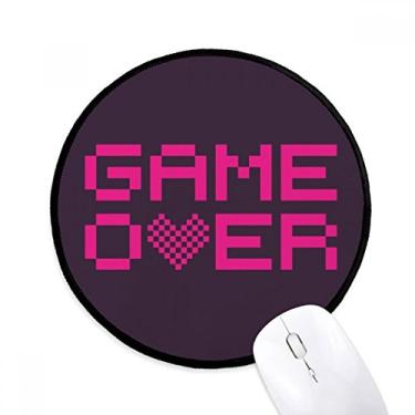 Imagem de Mouse pad rosa Game Over Pixel Tapete redondo para escritório para computador