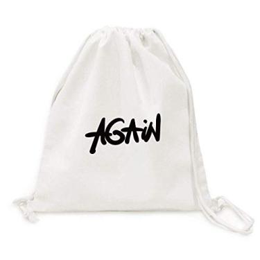 Imagem de Mochila de lona com cordão e citação engraçada Again