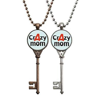 Imagem de OFFbb-USA Breve Melhor Colar Legal Crazy Mom Mother Chaveiro Pingente Joias Decoração de Casal