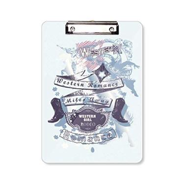 Imagem de Romance Sapatos de salto alto padrão floral prancheta pasta bloco de escrita placa de suporte A4