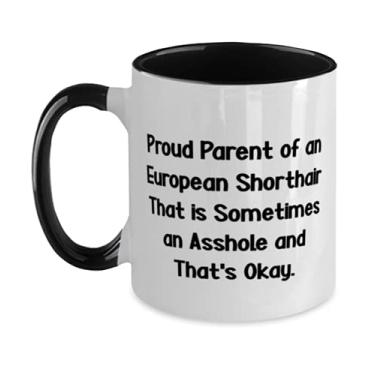 Imagem de Proud Parent of an European Shorthair That is. Caneca de dois tons de gato curto europeu, 325 ml, presente de gato curto europeu, copo para amigos