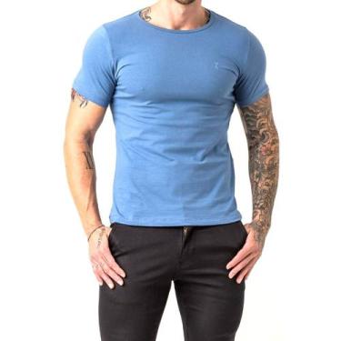 Imagem de Camiseta Básica Masculina Slim Fit Azul Zune