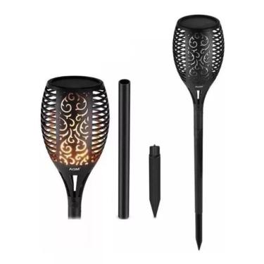 Imagem de Luminária Jardim Luz Solar Efeito Tocha / Chama Espeto